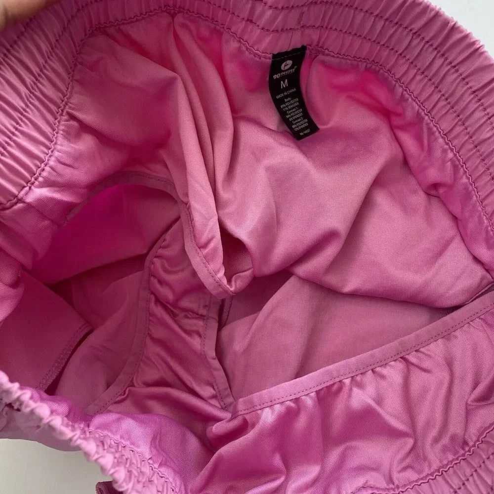 90 Degree Women's Pink Lavender Running‎ Short with Built-In Briefs Gym Sz M New